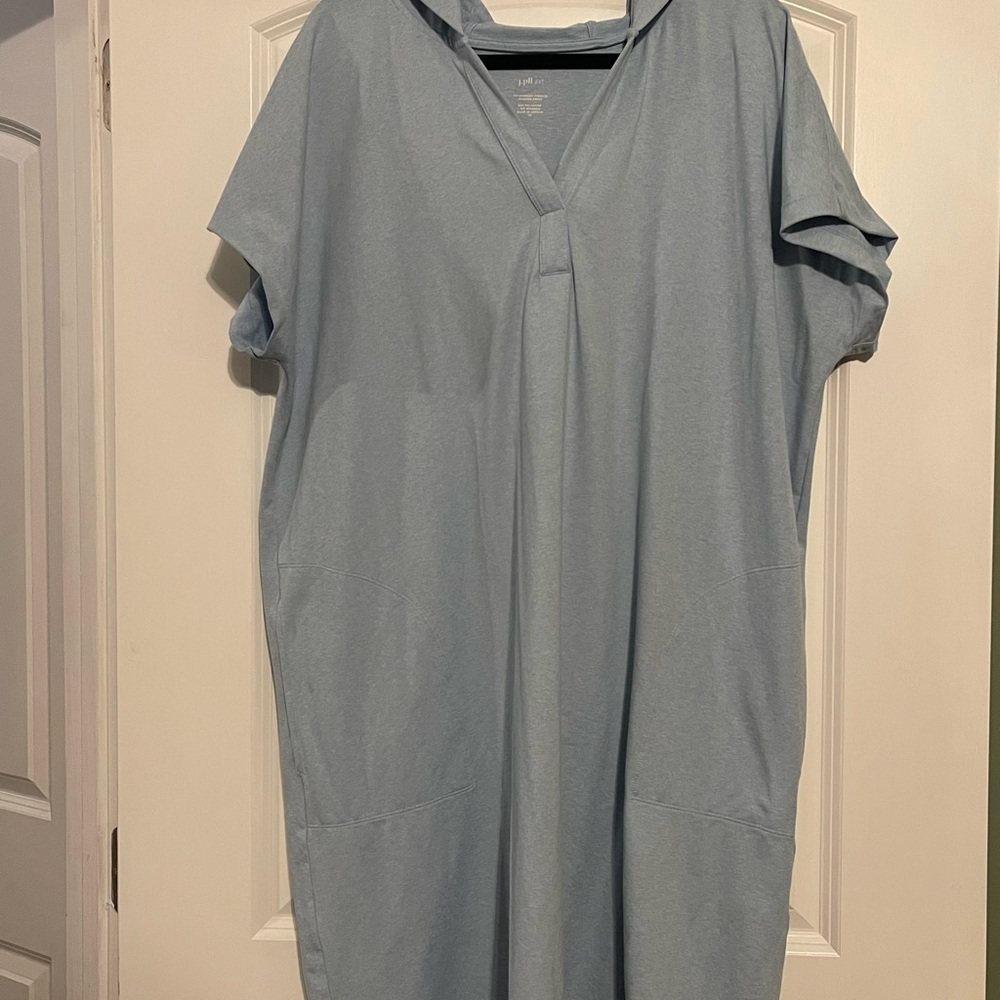 Light Blue Casual Hooded Dress